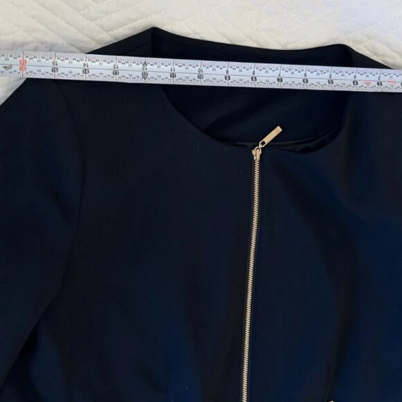 Ivanka Trump Black Suit Set: Zip-Front Jacket (8) Slim Pants (6) - Gold Detail - Picture 8 of 9